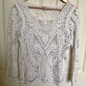 Express 3/4 Sleeve Lace Blouse Sz Small